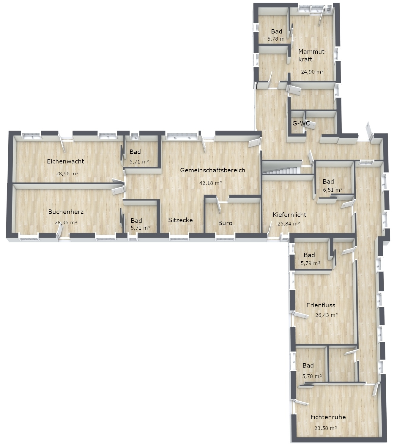 Grundriss · Erdgeschoss (mit Beschriftung & Maße)